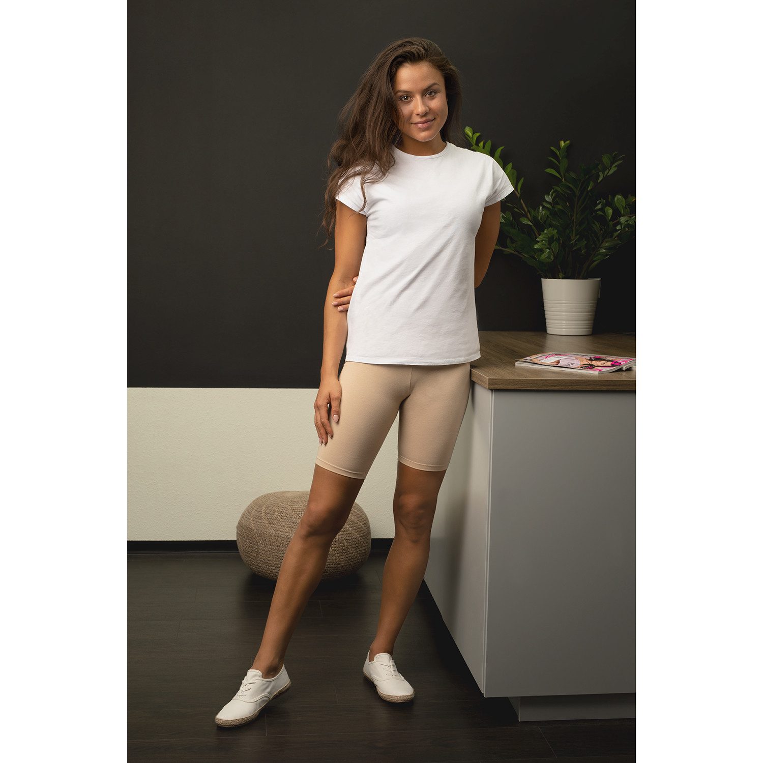 celodoro Shorts Damen Kurzleggings Stretch-Jersey Radlerhose aus Baumwolle