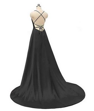BlauWave Abendkleid Damen Satin A-Linie Backless Hochzeitskleid (1-tlg) Elegant Lange Ballkleider