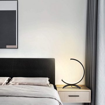 Nettlife LED Tischleuchte Dimmbar Schwarz 7W Nachttischlampe Modern Schreibtischlampe, mit Schaltbar, LED fest integriert, Warmweiß Neutralweiß Kaltweiß, Schlafzimmer Wohnzimmer