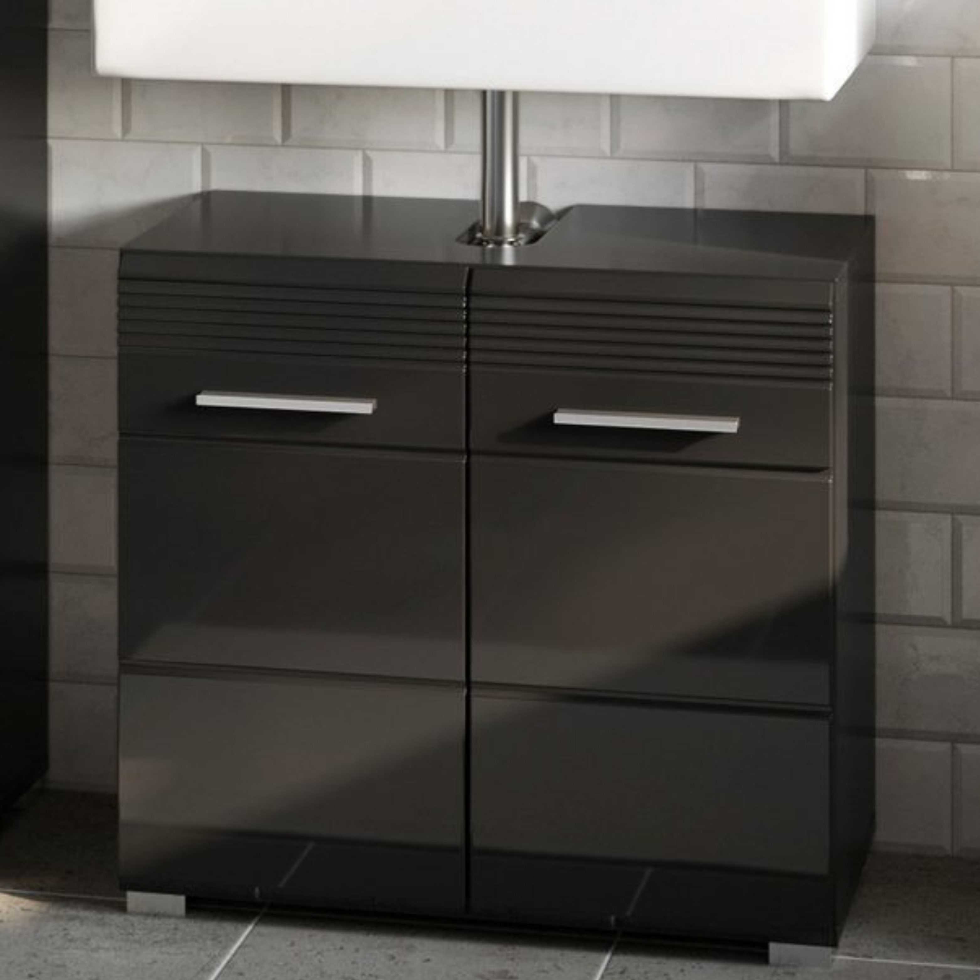 furnling Waschbeckenunterschrank Helsinki 2 Türen, 2 Fächer, Badschrank, Badmöbel, Unterschrank, 60 cm breit