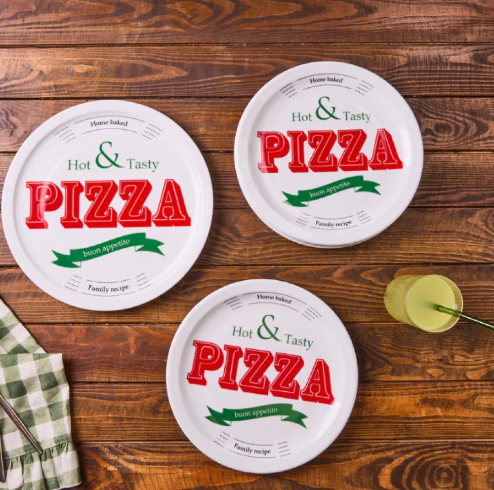 Karaca Servierständer Karaca Milano 5-teiliges Porzellan Pizzateller Set Pizza Servier