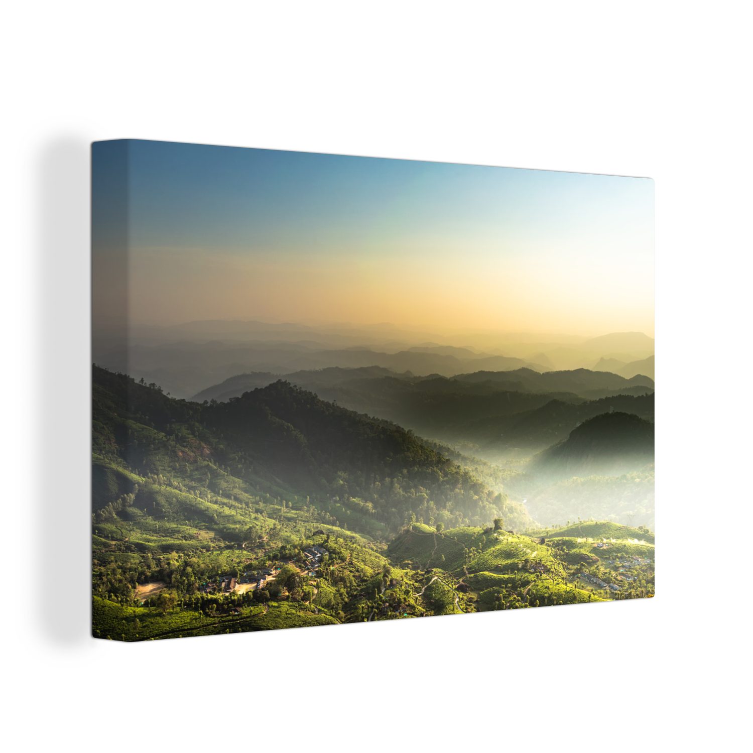 OneMillionCanvasses® Leinwandbild Neblige Naturlandschaft, (1 St), Wandbild Leinwandbilder, Aufhängefertig, Wanddeko, 30x20 cm