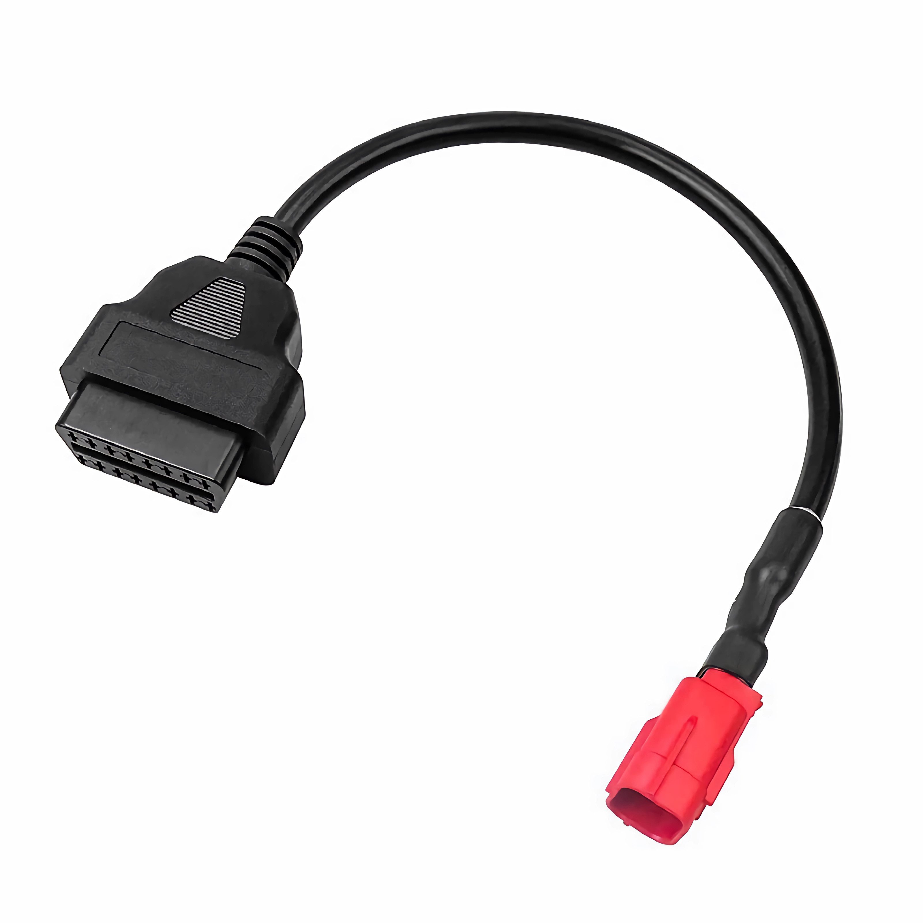 Bolwins P17 OBD zu OBD2 Adapter 6pin zu 16pin Diagnose für Honda Suzuki Yamaha Elektro-Kabel, OBD1 6-Pin Stecker für Honda, Suzuki, Yamaha, Ducati, Vespa, KTM, OBD2 16-Pin Normbuchse (33 cm), Plug & Play Adapterkabel für 6-Pin auf OBD2 Diagnose