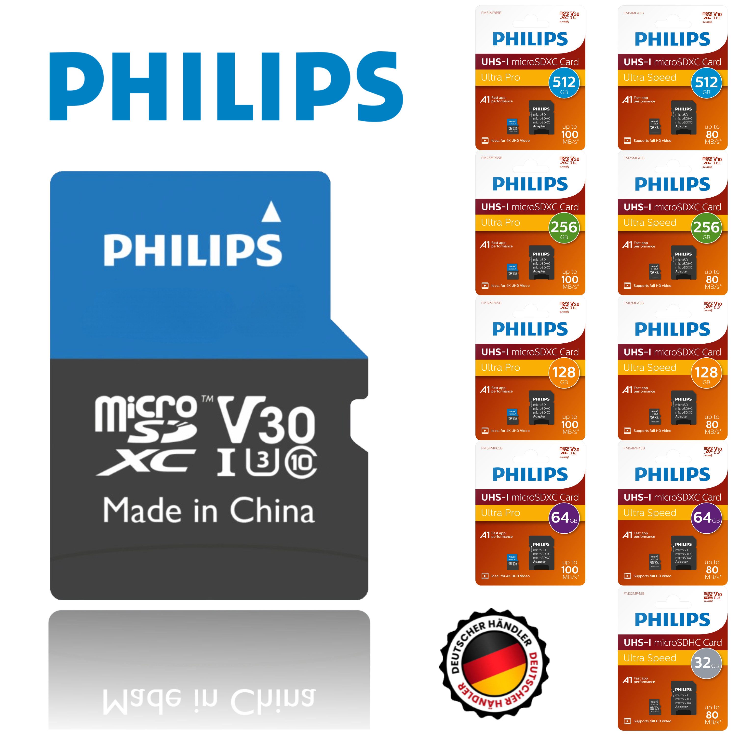 Philips Philips microSD Speicherkarte Ultra Speed 32 GB U1 2-Pack Speicherkarte (2er Pack 32 GB, UHS-I Class10)