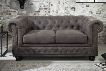 riess-ambiente Sofa CHESTERFIELD 150cm vintage grau taupe, 1 Teile, Couch · 2-Sitzer · im Chesterfield-Design · mit Federkern