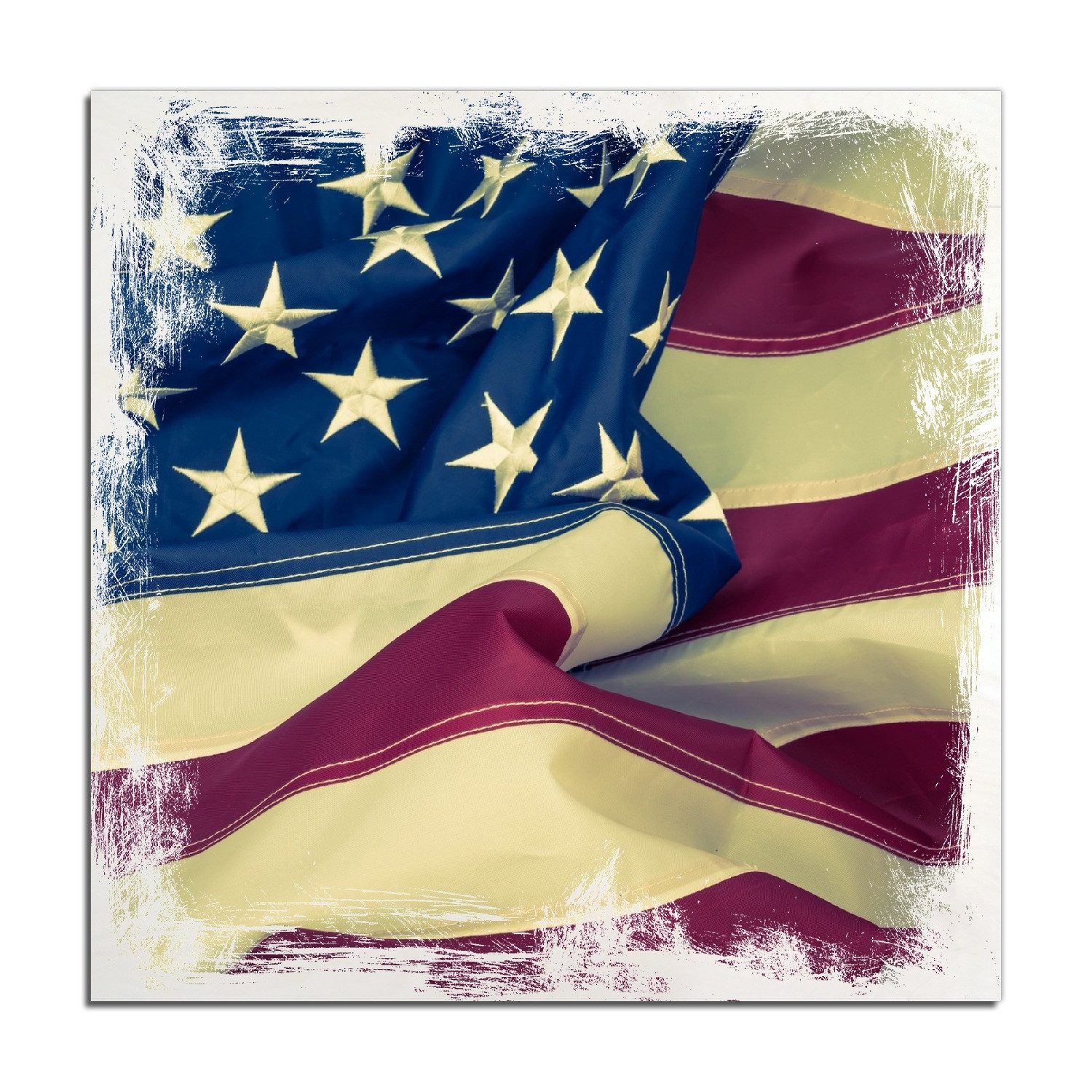 Wallario Holzbild, Amerikanische Flagge im Wind, in verschiedenen Ausführungen