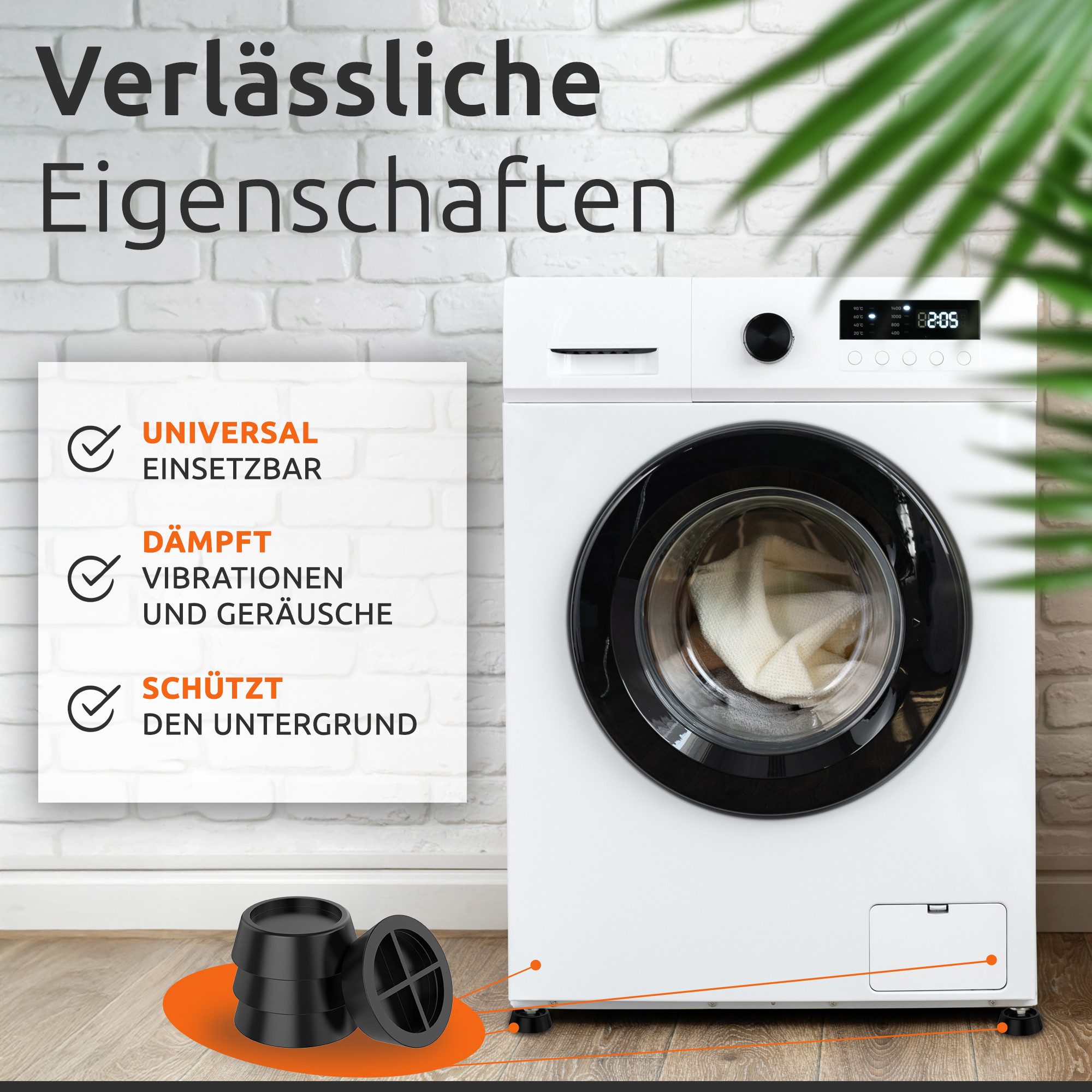 ECENCE Vibrationsdämpfer Vibrationsdämpfer Gummi-Füße Waschmaschine