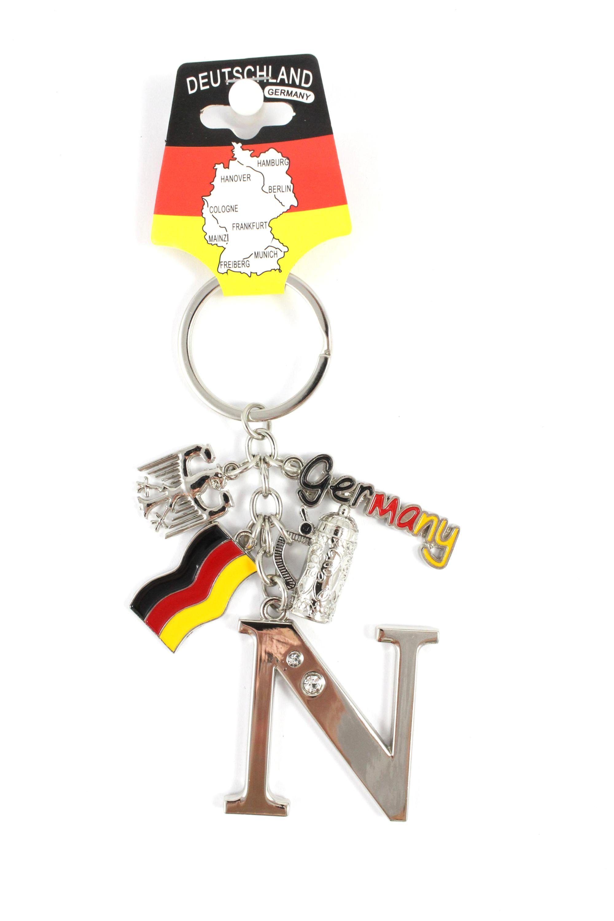 H.: Buchstaben/Letter/Initalien/Alphabet/ABC Bierkrug/Adler/Deutschland-Fahne/Germany & ELLUG Charms Schlüsselanhänger 11cm Glitzersteinen mit Schlüsselanhänger