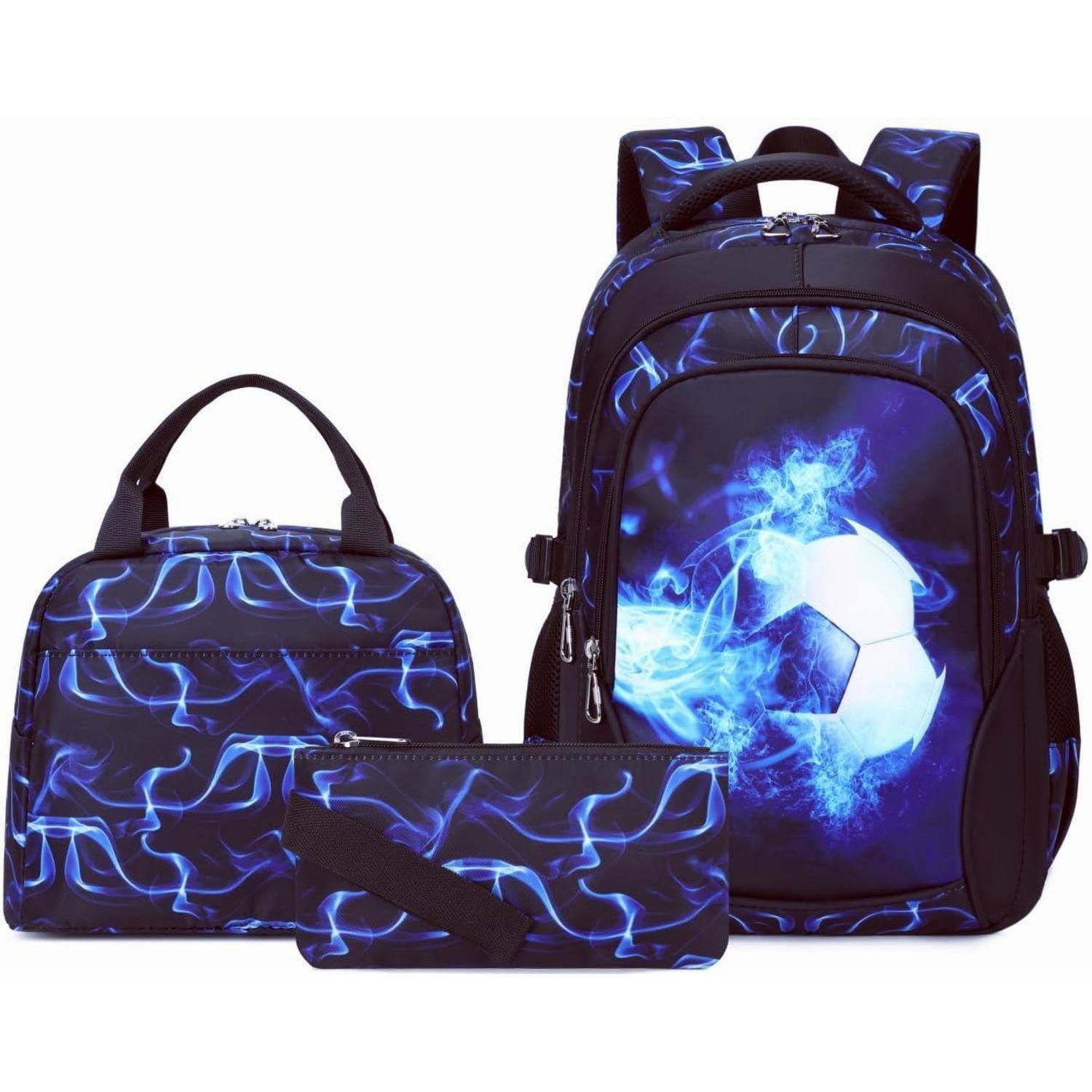 LuxusKollektion Schulrucksack Schulrucksack Fußball 3tlg. 18 Zoll blau