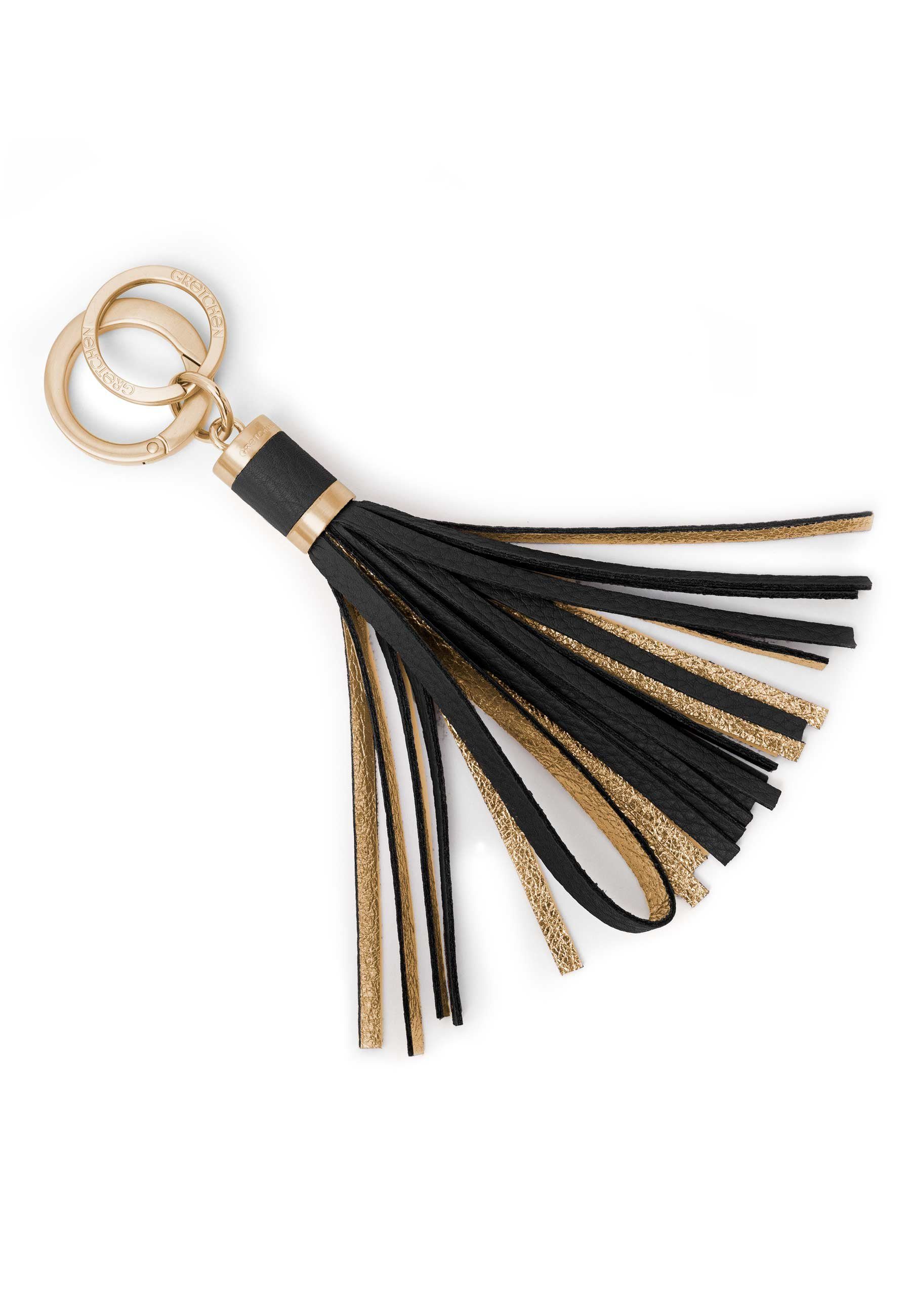 GRETCHEN Schlüsselanhänger Tassel Keyring, Kalbsleder italienischem schwarz-goldfarben aus