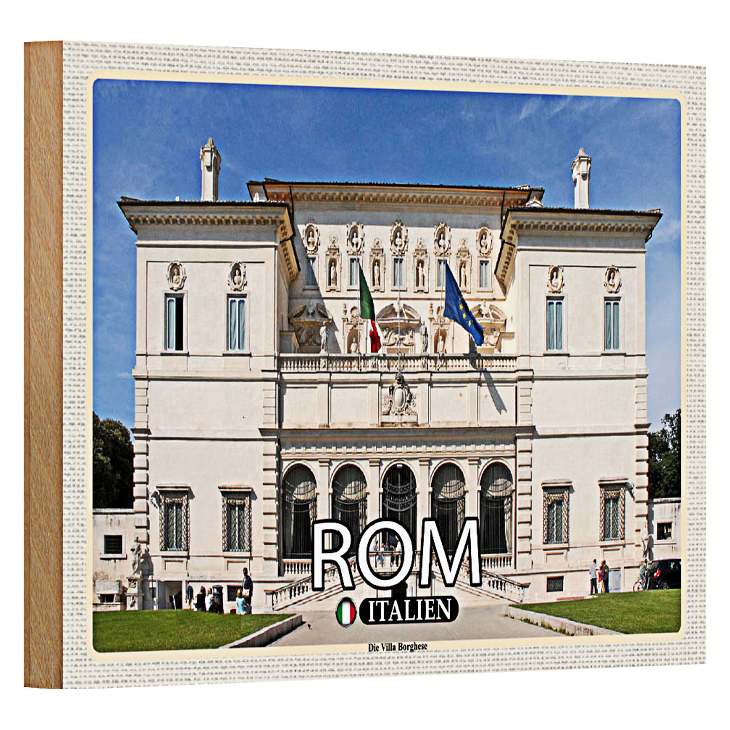 Roomando Holzbild Reise Rom Italien Die Villa Borghese 18x12cm