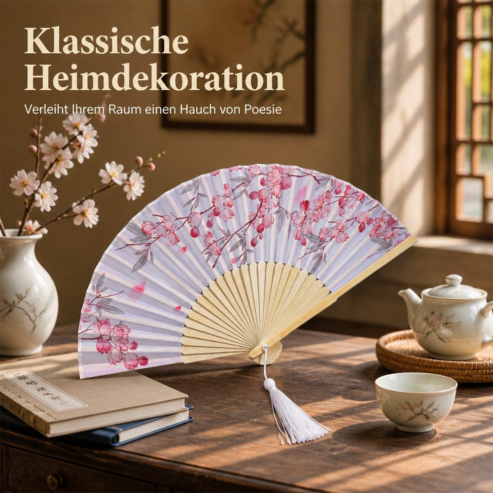 Bomiclss Handfächer Faltbare Fächer, Handfächer, Bambusfächer mit Quaste für Tanzen, (1-tlg), Cosplay, Hochzeit, Party, Requisiten-Dekoration