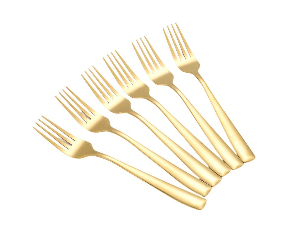 Cheffinger Tafelgabel 6er Set Speisegabel Gabel L 21cm CF1004 Gold