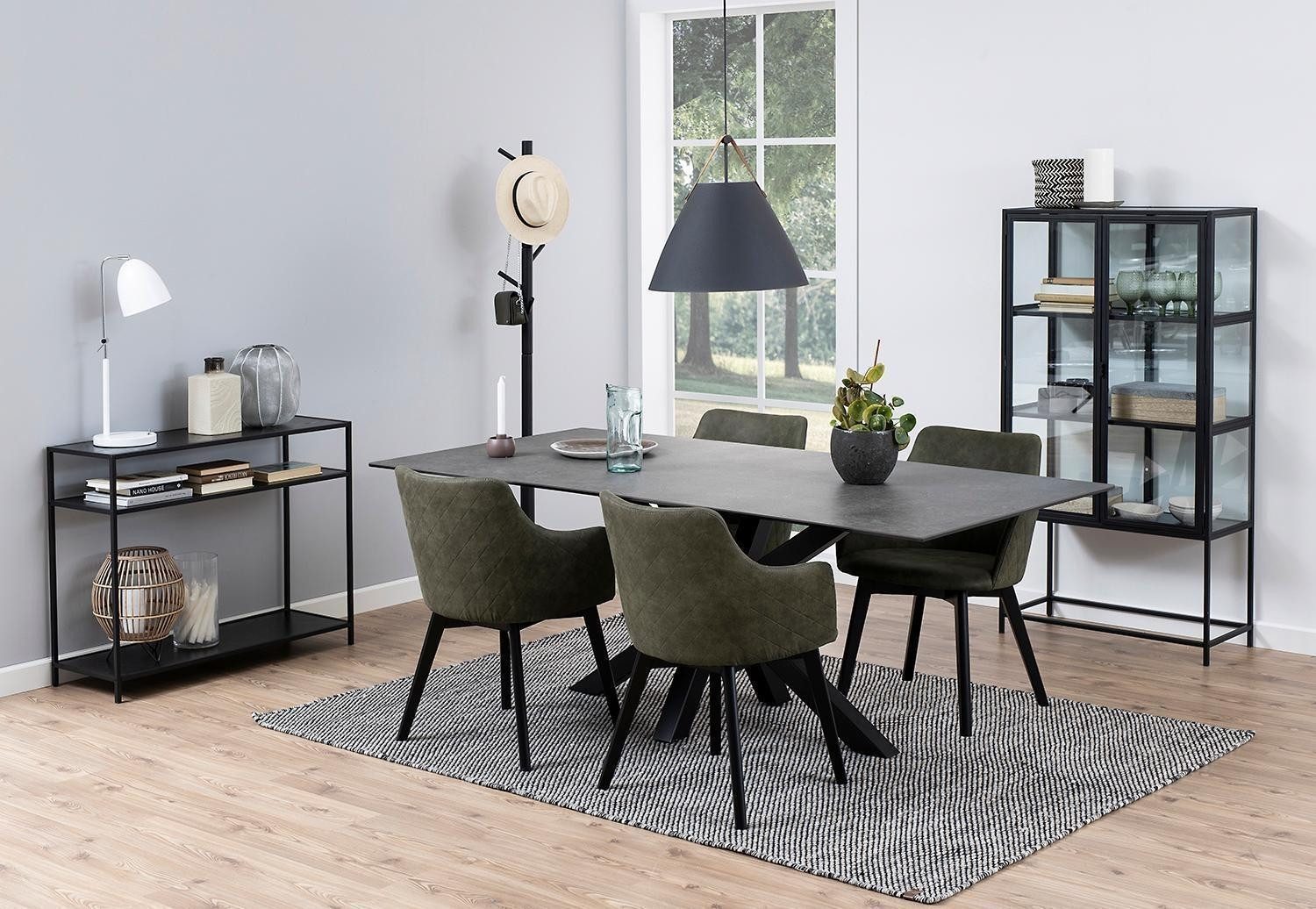 ACTONA GROUP Esstisch HEAVEN, Schwarz, Stahlgestell, Keramik, B 200 x H 75,5 x T 100 cm