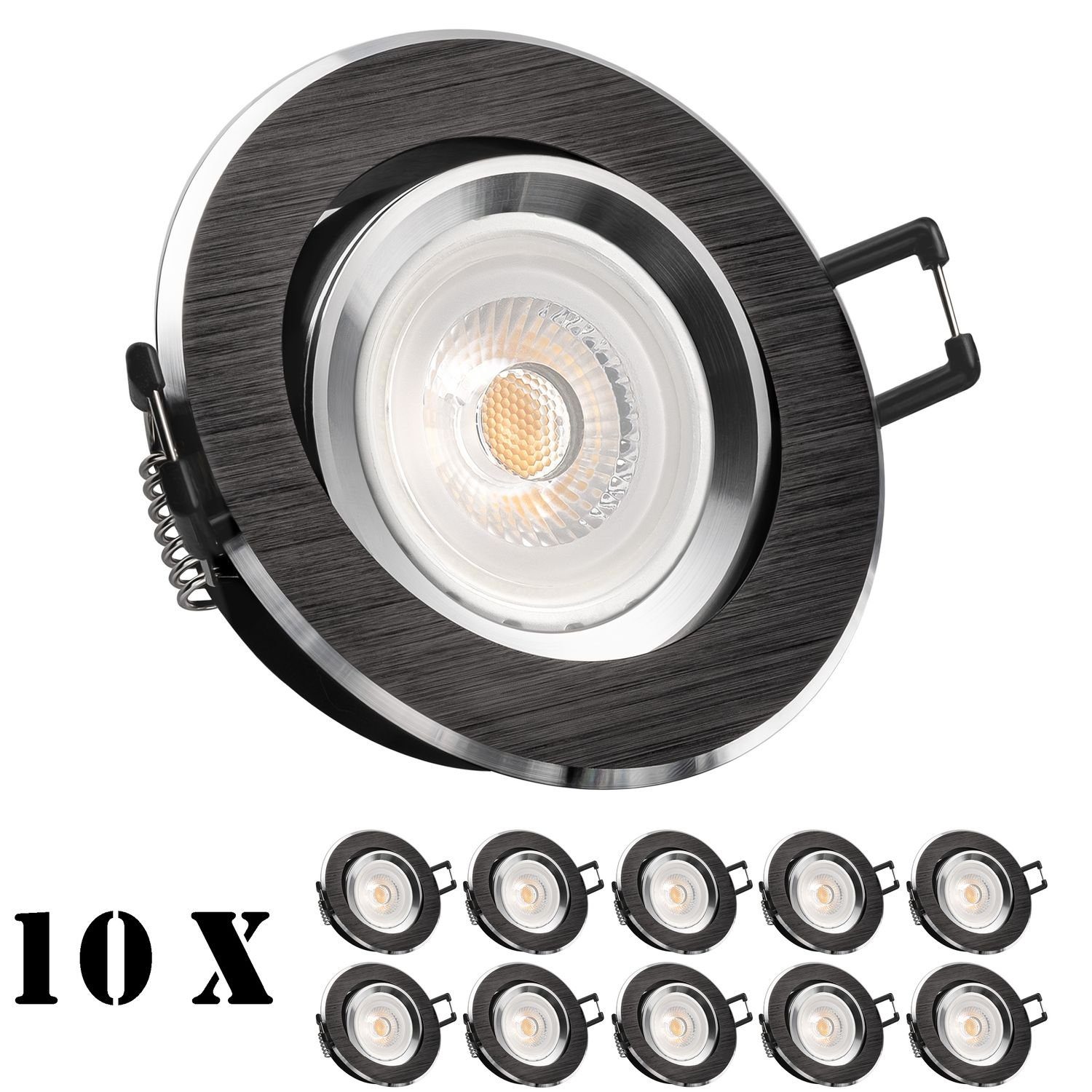 schwarz) Einbaustrahler LED Mar LEDANDO GU10 / (chrom Set LED LED 10er mit Bicolor Einbaustrahler