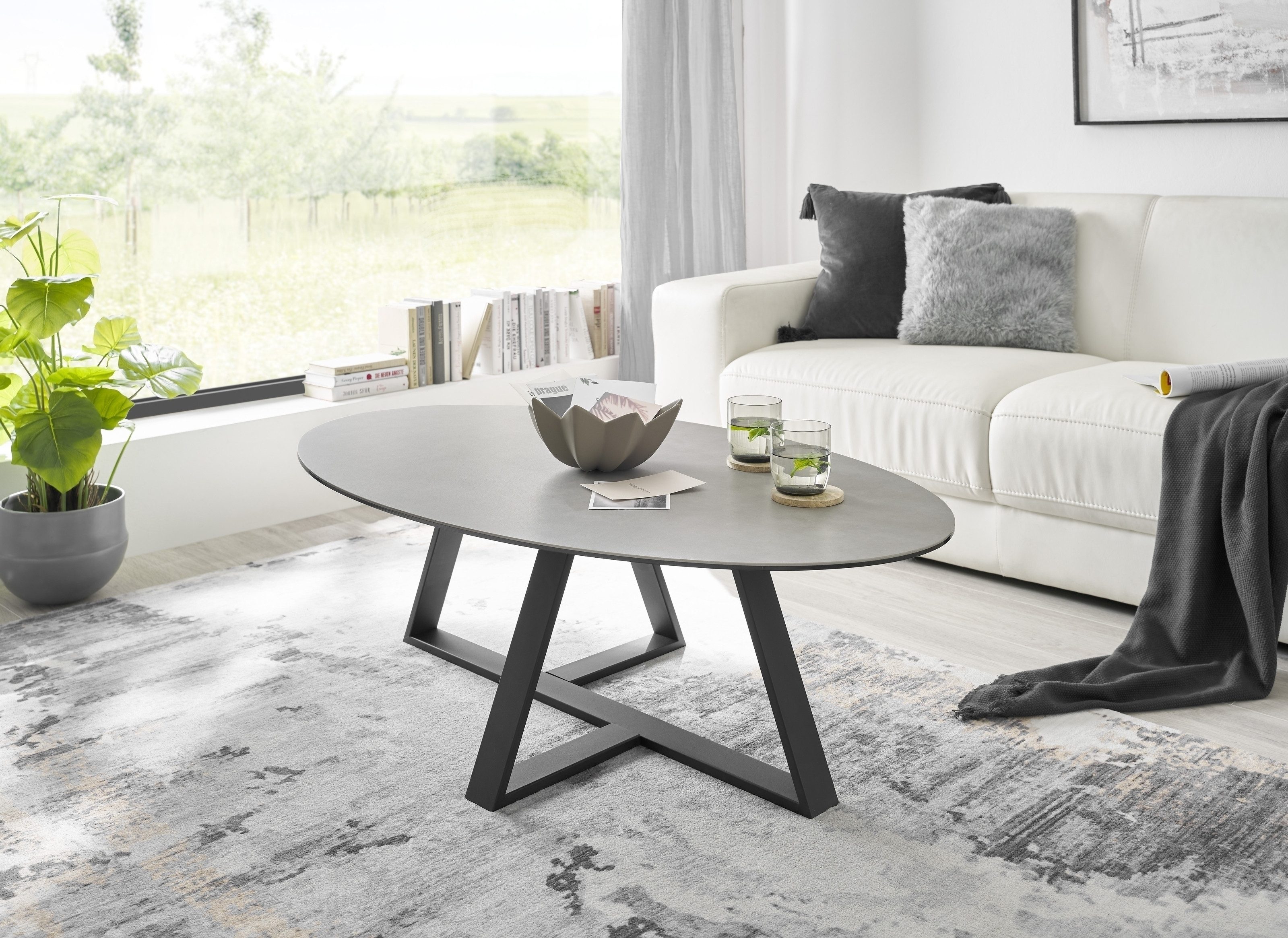 freiraum Couchtisch ELBING, in grau, Glas-Keramik günstig online kaufen