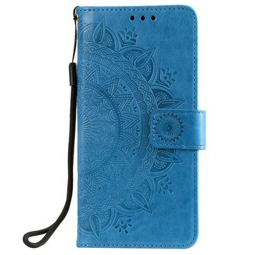 CoverKingz Handyhülle Hülle für Samsung Galaxy S21 FE Handyhülle Flip Case Cover Tasche 16,5 cm (6,5 Zoll), Klapphülle Schutzhülle mit Kartenfach Schutztasche Motiv Mandala