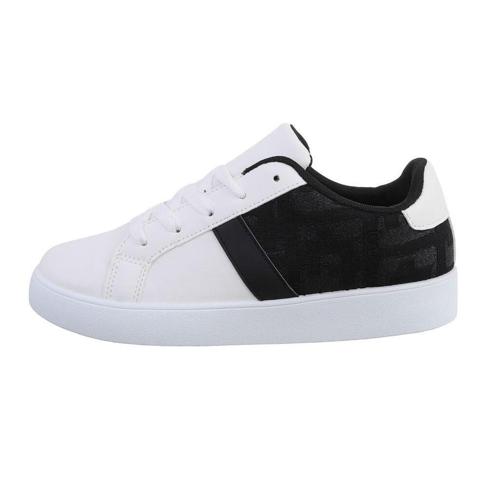 Sneakers Low-Top Sneaker Damen Low Ital-Design Flach in Schwarz Freizeit