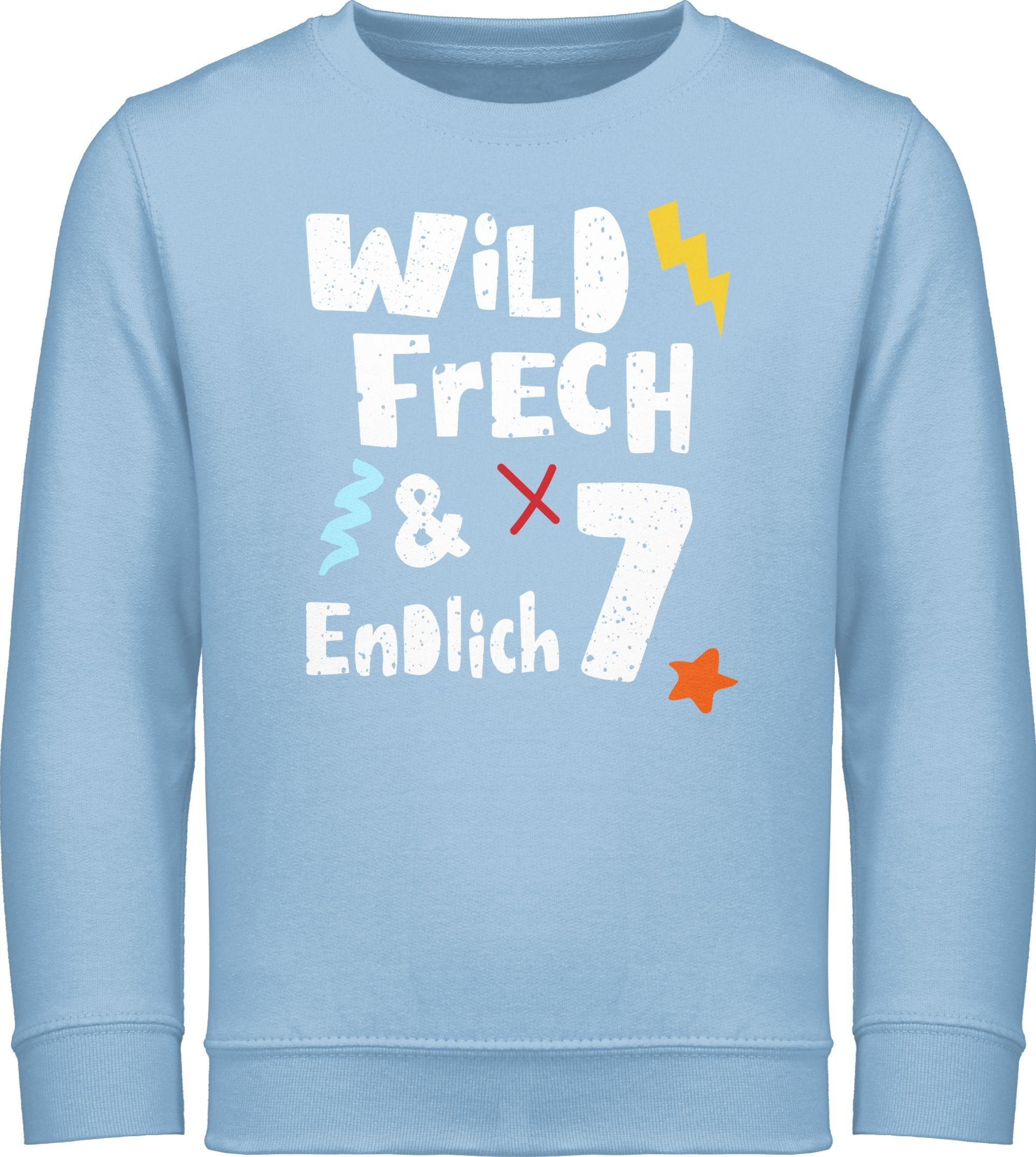 Shirtracer Sweatshirt Wild frech und endlich 7 - Sieben Jahre Wunderbar 7. Geburtstag 3 Hellblau | Sweatshirts