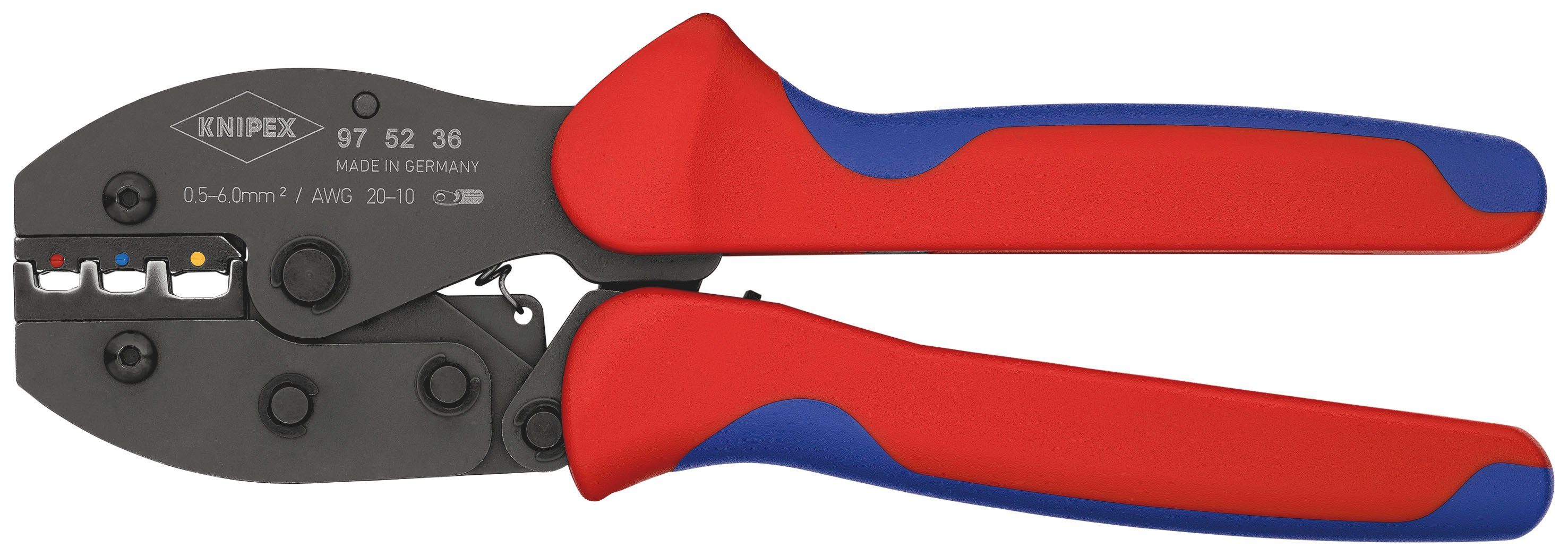 Knipex Crimpzange 97 52 36 PreciForce®, 1-tlg., brüniert, mit Mehrkomponenten-Hüllen 220 mm