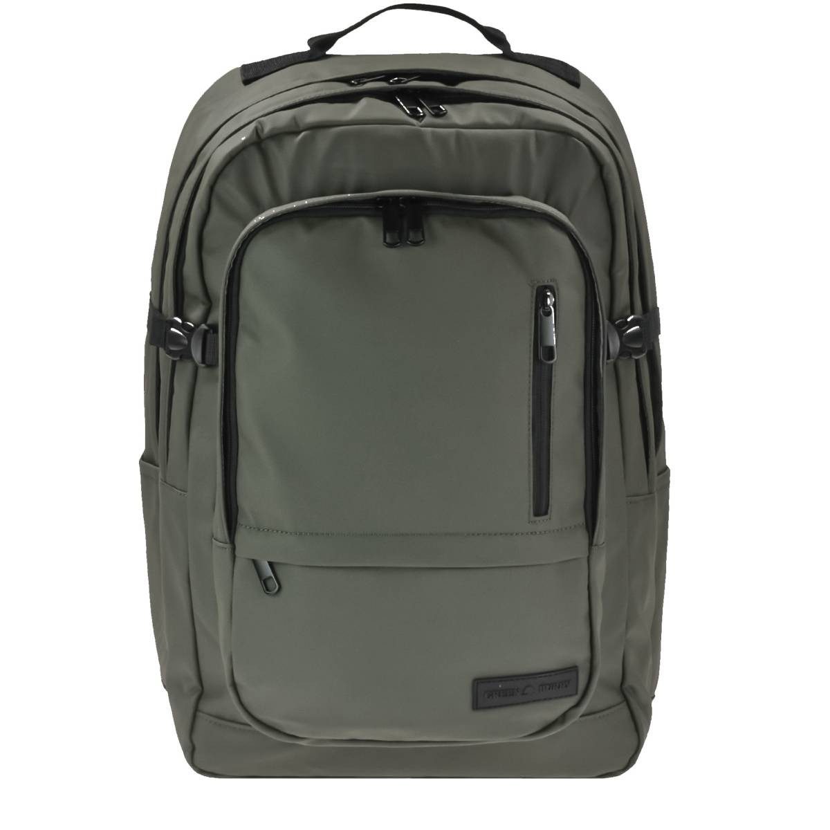 Greenburry Tagesrucksack "Cambridge" Rucksack 36x47cm, Schulrucksack mit Notebookfach 30x32cm und Brustgurt, oliv