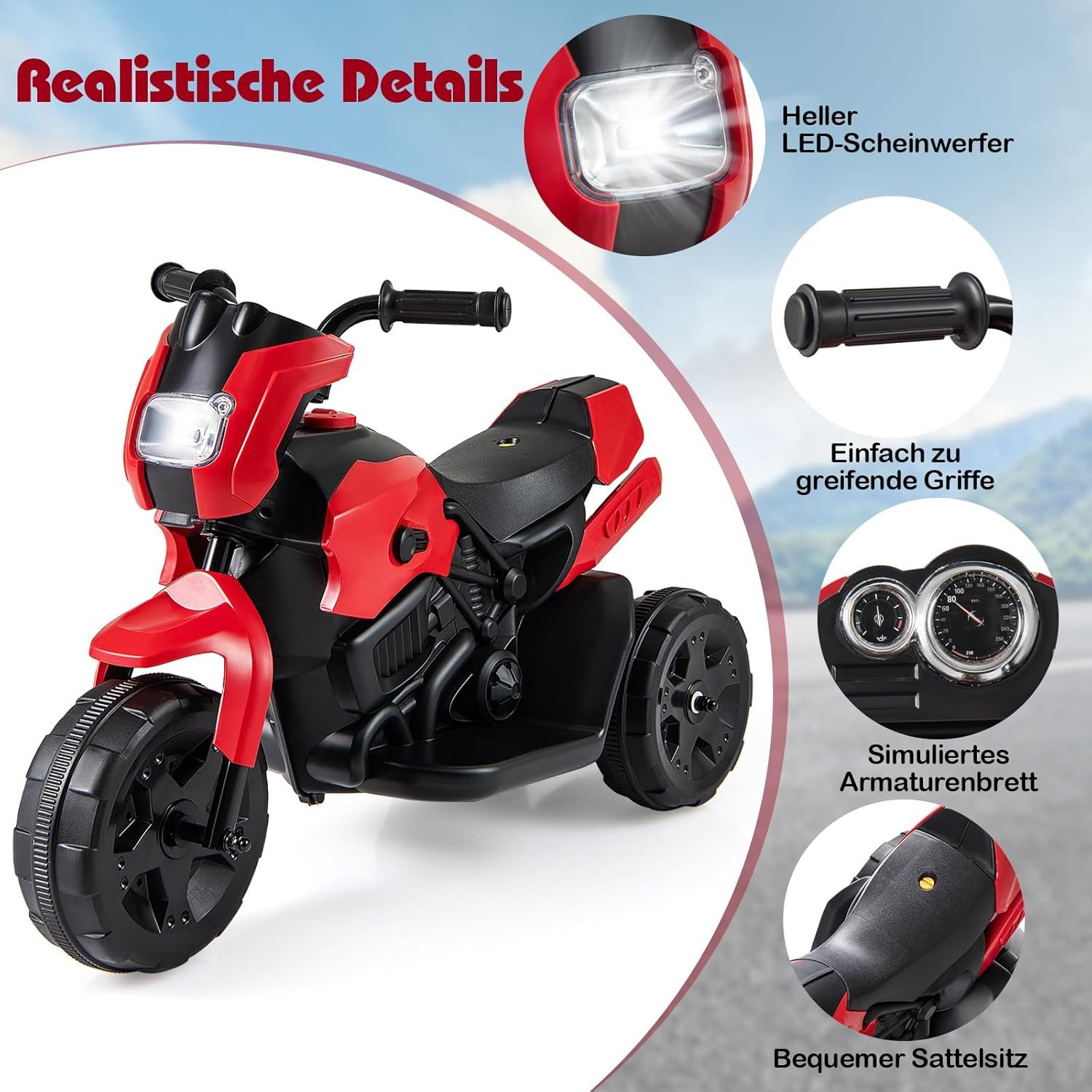 KOMFOTTEU Elektro-Kinderauto Kindermotorrad, Belastbarkeit 20 kg, mit 3 Räd günstig online kaufen