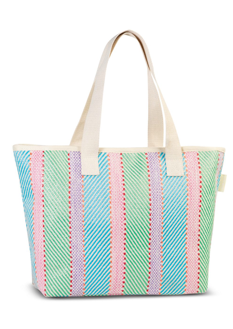 fabrizio® Shopper Fabrizio Strandtasche mit Reißverschluss und Canvas-Henkeln
