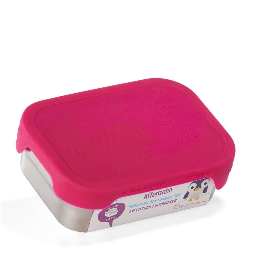 Affenzahn Lunchbox, mit Snackbox, aus für Kinder Edelstahl, pink