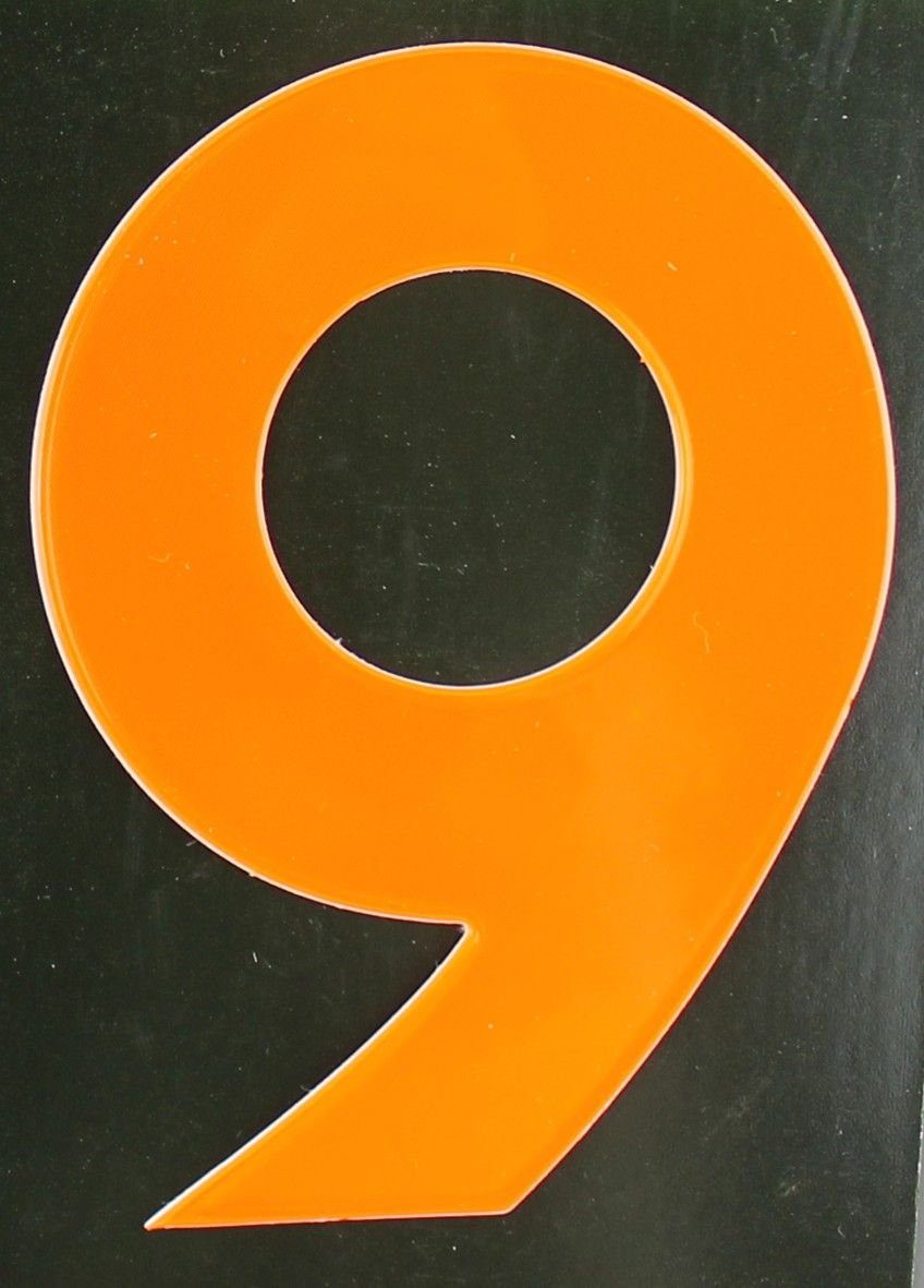 Aco Hausnummer Conacord Reflektierende Klebezahl 9 orange 80 mm 9