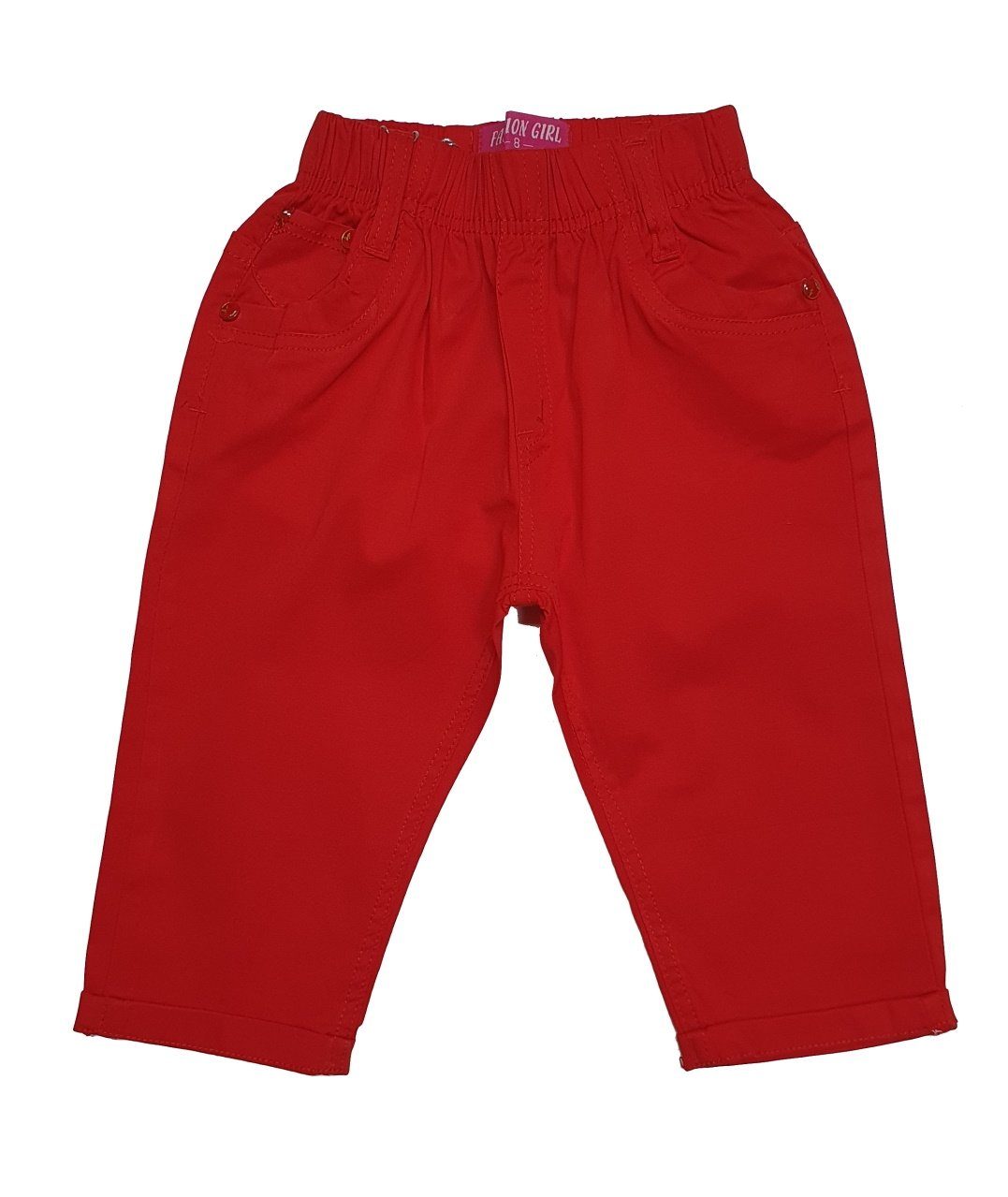 Girls Fashion Caprihose Mädchen Stretch Hose, Capri, Sommerhose, M9144 Rot