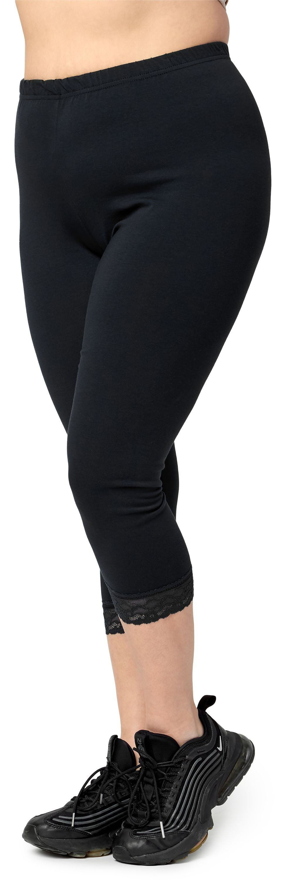 Merry Style Leggings Große Größen Damen 3/4 Länge mit Spitze aus Baumwolle günstig online kaufen