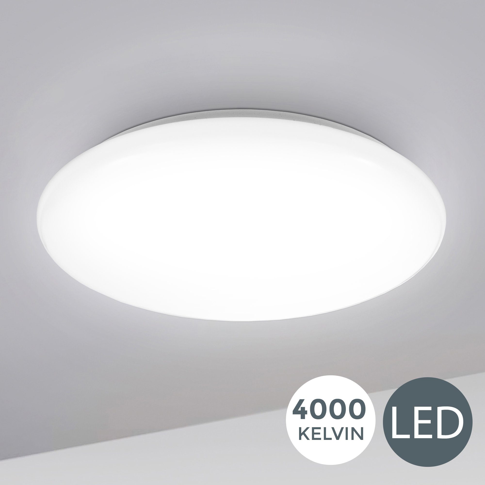 B.K.Licht LED Deckenleuchte Leonis, LED fest integriert, Neutralweiß, LED  Deckenlampe 28cm 12W Wohnzimmer Design-Lampe Leuchte Weiß