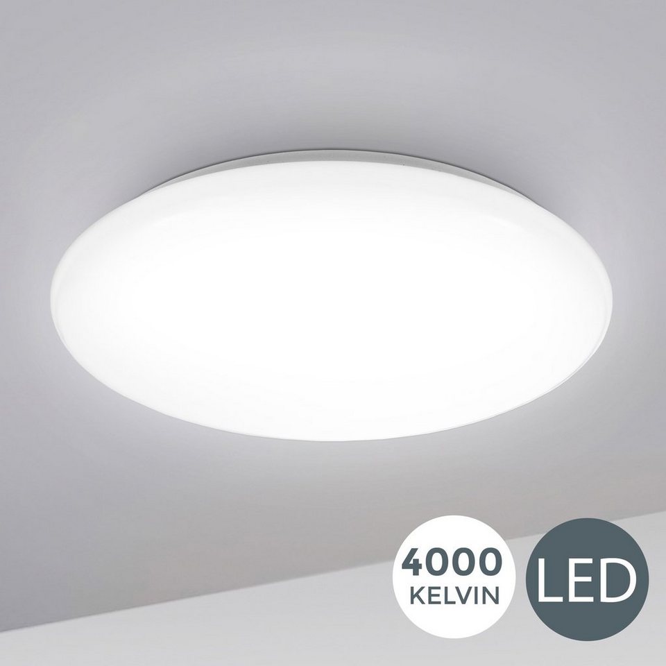 Groen Vlek neutrale B.K.Licht LED Deckenleuchte Leonis, LED fest integriert, Neutralweiß, LED  Deckenlampe 28cm 12W Wohnzimmer Design-Lampe Leuchte Weiß