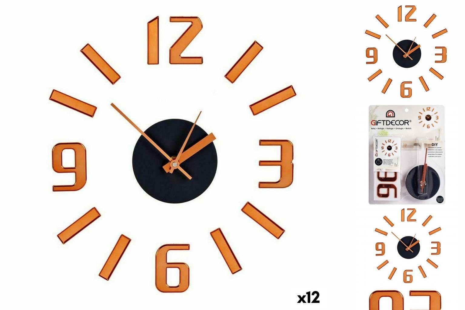 Gift Decor Uhr Wanduhr Klebstoff Bronze ABS Ø 35 cm 12 Stück