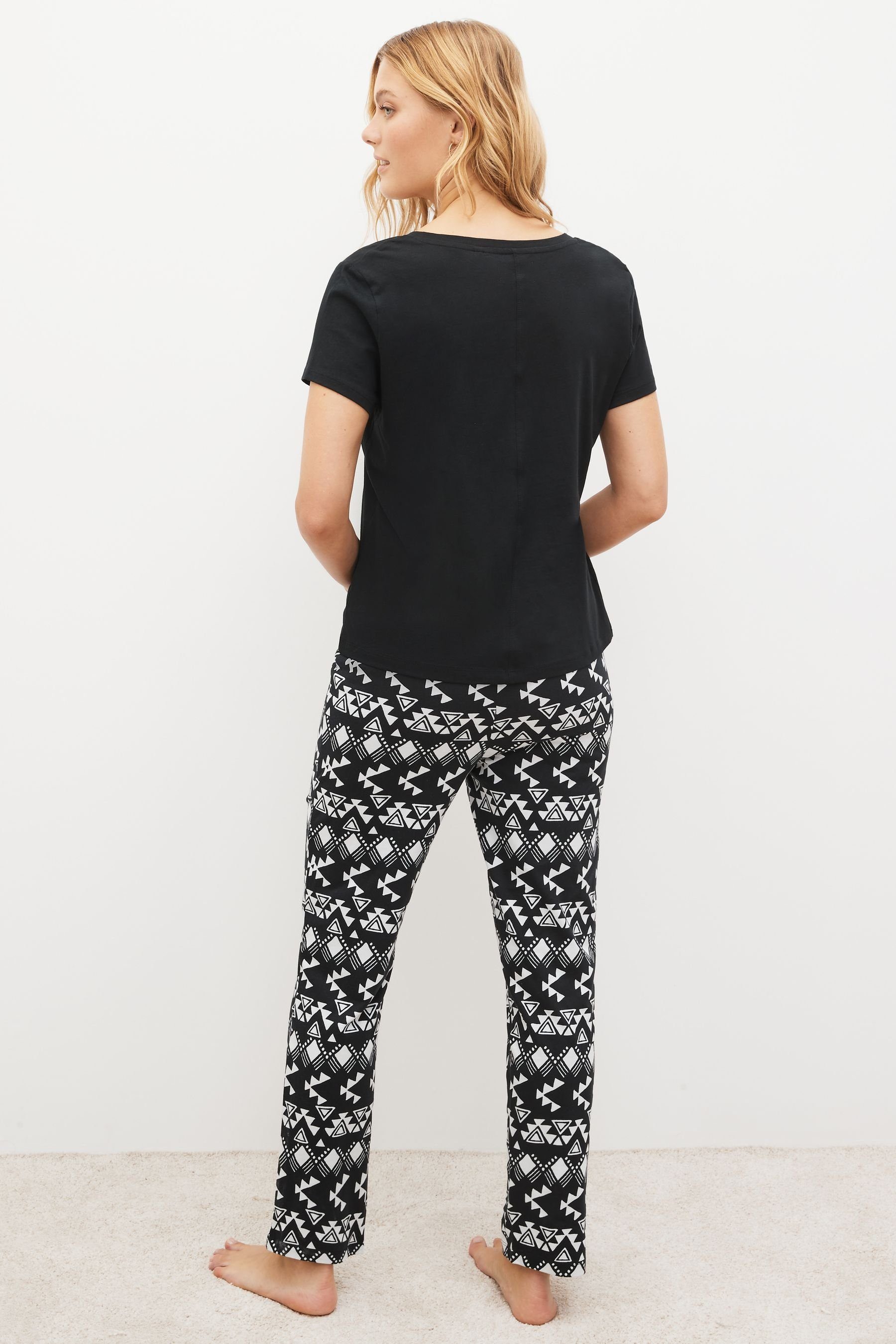 Monochrome (2 Next Baumwoll-Pyjama tlg) Pyjama Kurzärmeliger