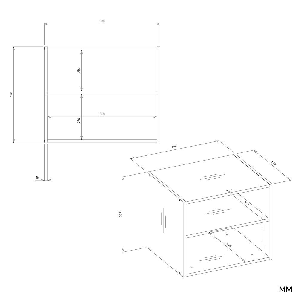 Raumhirsch Furniture Kleiderschrank Aufsatzmodul, Schrankaufsatz, Schrankmodul (Maße 60x 50 x 50 (H) cm, Selbstmontage) Modulschrank, 16 mm Plattenstärke