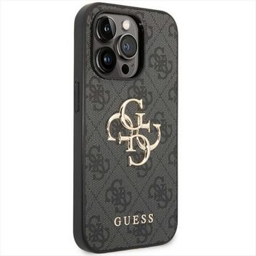 Guess Smartphone-Hülle Guess Apple iPhone 15 Pro Max Schutzhülle Cover 4G Metal Logo Grau