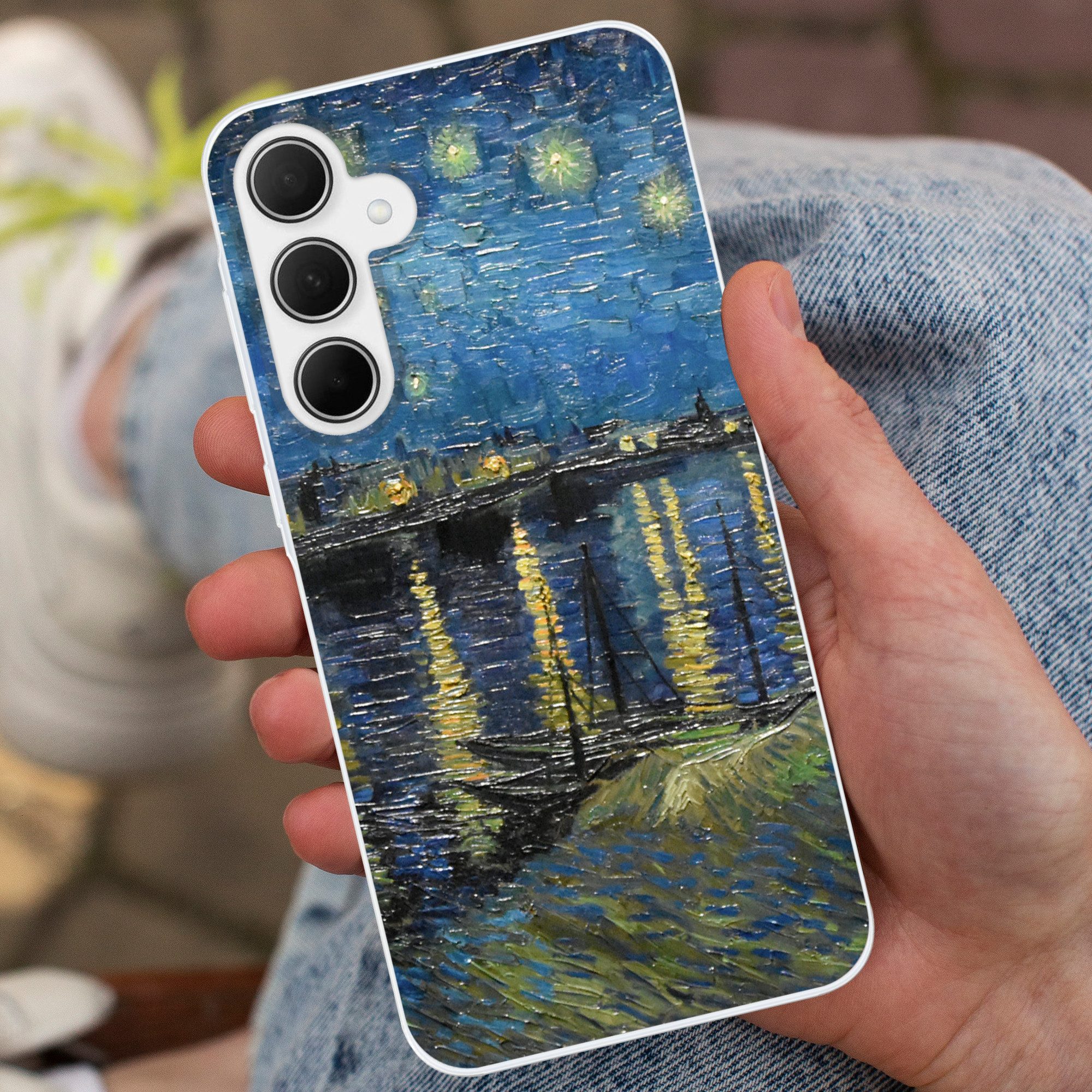 MuchoWow Handyhülle für Samsung Galaxy A35 5G Sternennacht über der Rhone - Van Gogh - Kun, Smartphone-Bumper, Print, Handy Schutzhülle Dünn