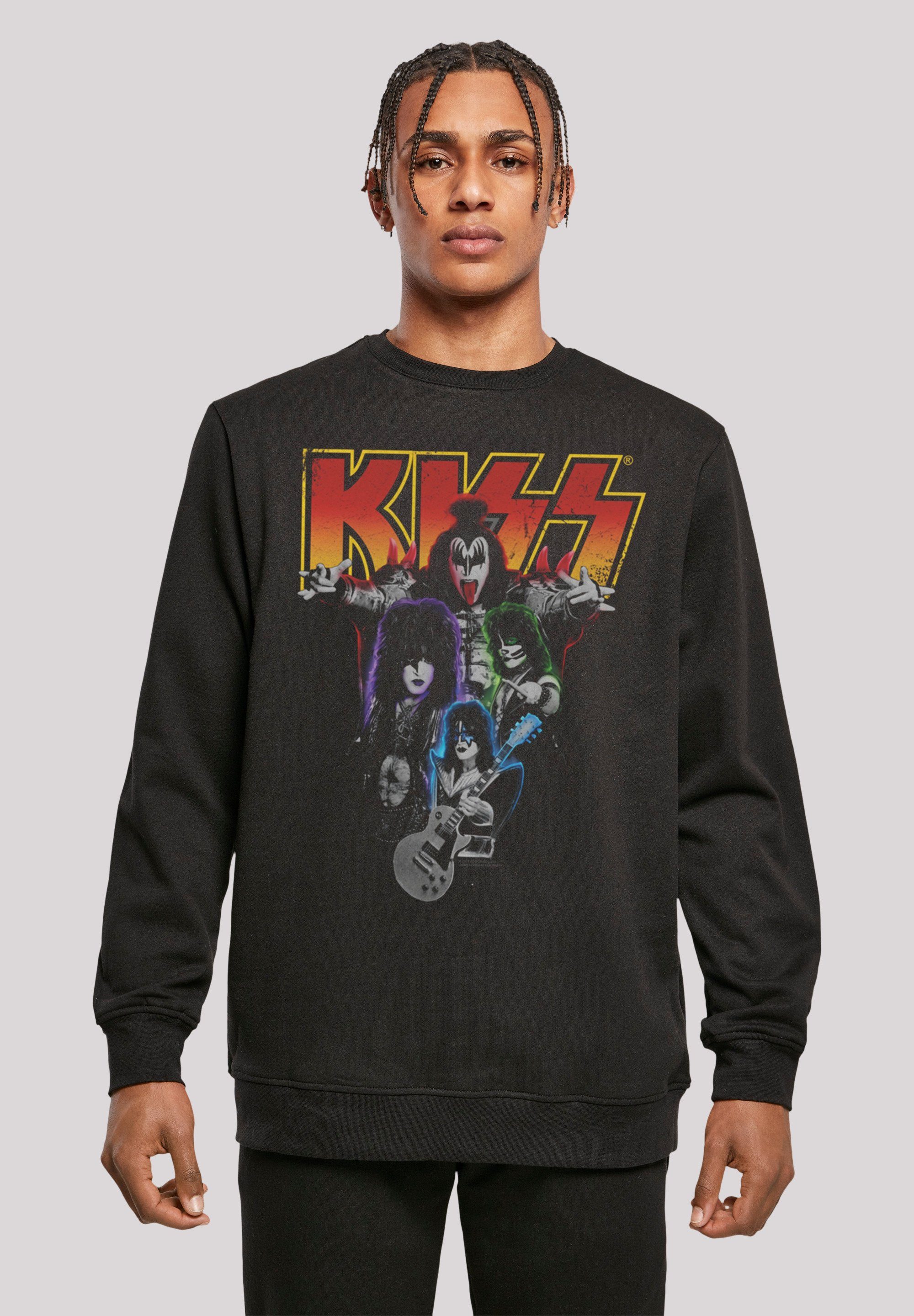 F4NT4STIC Sweatshirt Kiss Rock Band Neon Premium Qualität, Musik, By Rock Off