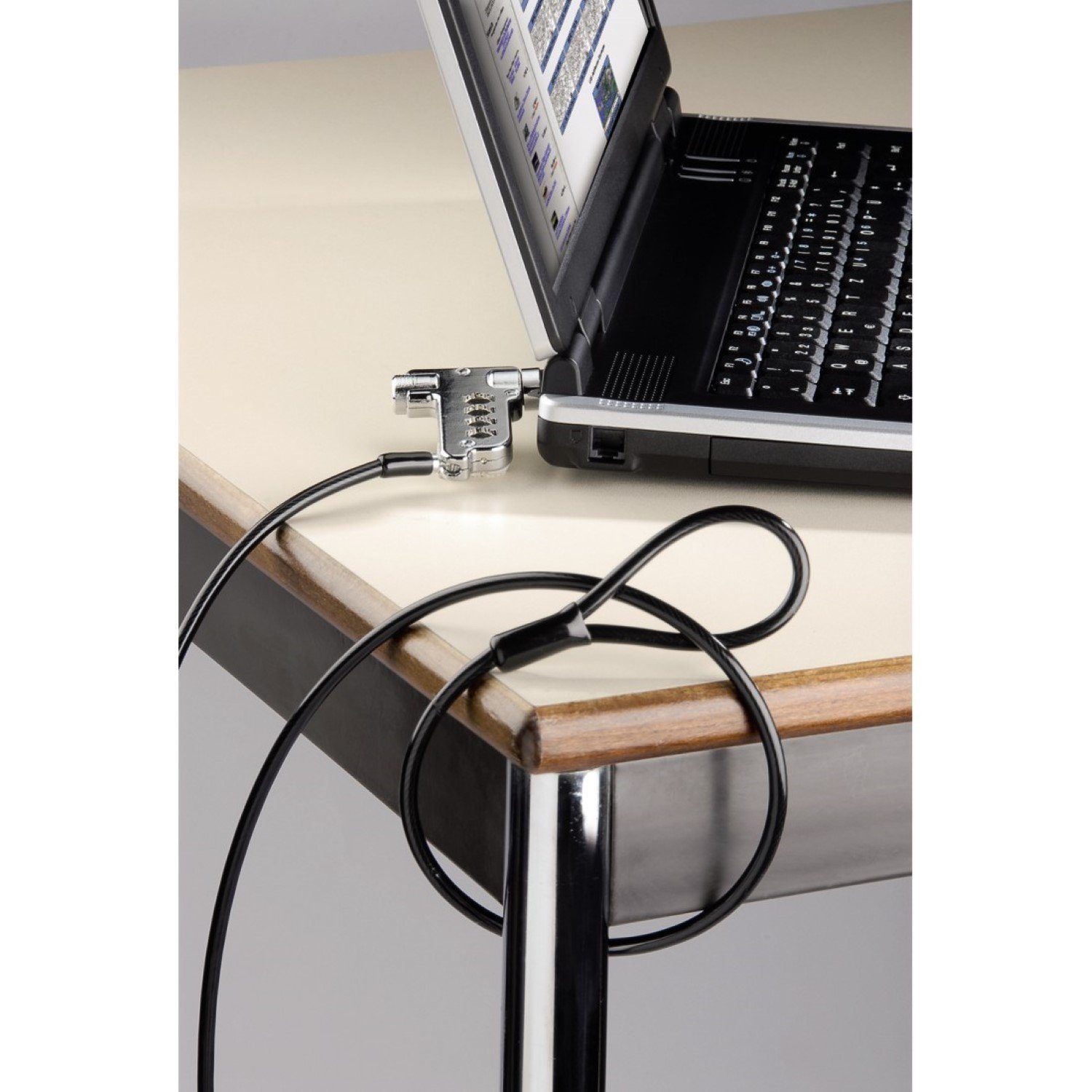 Hama Laptopschloss 2in1 Zahlen-Schloss + Schlüssel Stahl-Seil, Notebook-Schloß mit 1,8m Länge, per Zahlencode oder Schlüssel