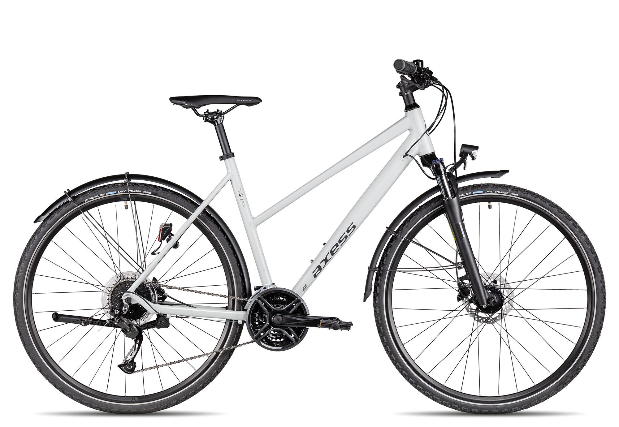 Axess Crossrad VERIS STREET Trapez, 27 Gang Shimano RD-Alivio M3100-9 Schaltwerk, Kettenschaltung, hydraulische Scheibenbremse weiß