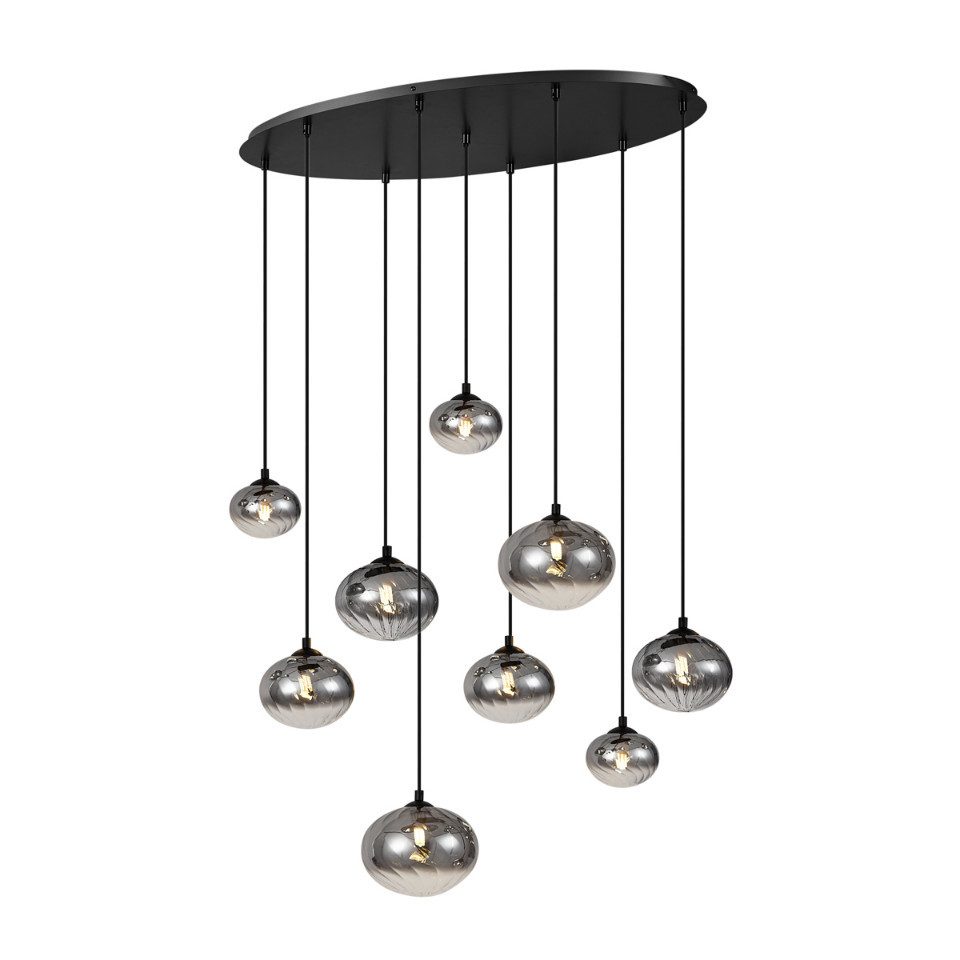 Qazqa Pendelleuchte Jia, ohne Leuchtmittel, Warmweiß, QAZQA Hängeleuchte, g9, Schwarz, Stahl, Modern