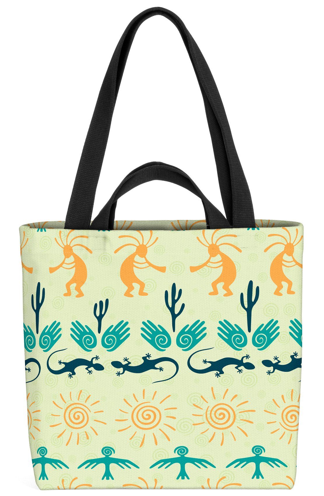 VOID Henkeltasche (1-tlg), Kokopelli Muster Tribal tattoo sonne echse alternativ amerika indigos