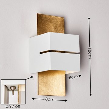 hofstein Wandleuchte »Reppia« aus Metall in Weiß/Gold mit Schlitz, ohne Leuchtmittel, Wandlampe mit Lichteffekt, G9, Cube/mit Up & Down-Effekt