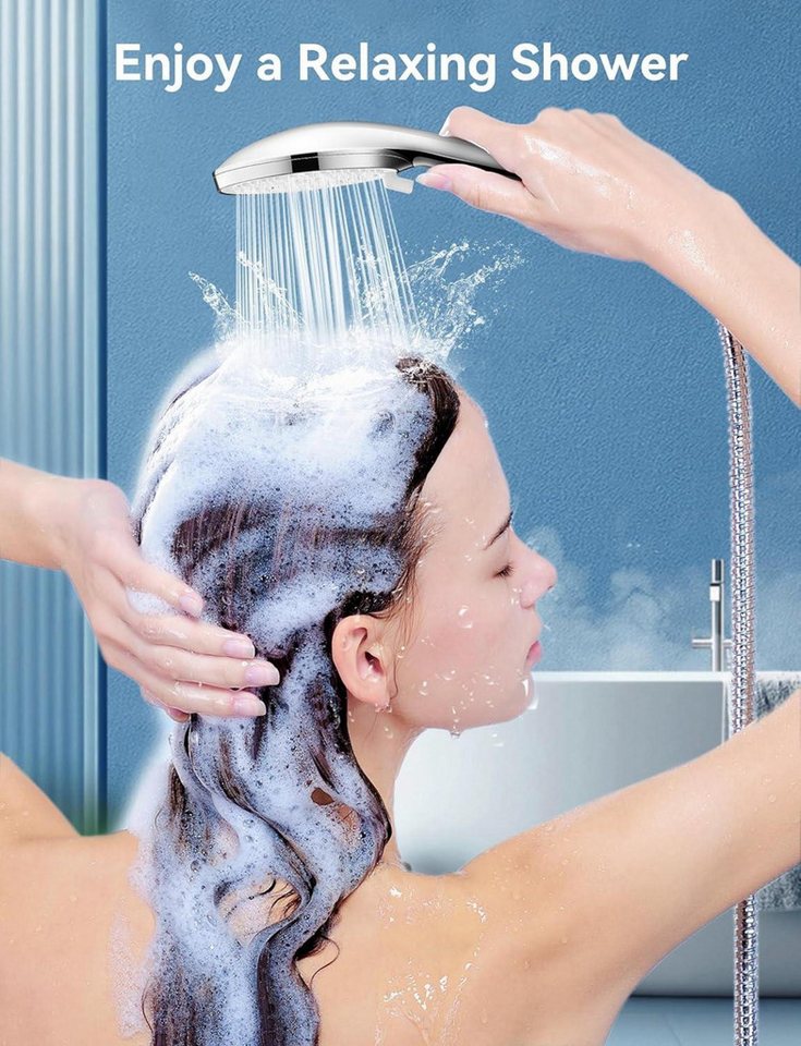 Thumbnail - LuxusKollektion Duschbrause Duschkopf Wassersparend mit Schlauch 2M 5 Strahlarten Weiß A6