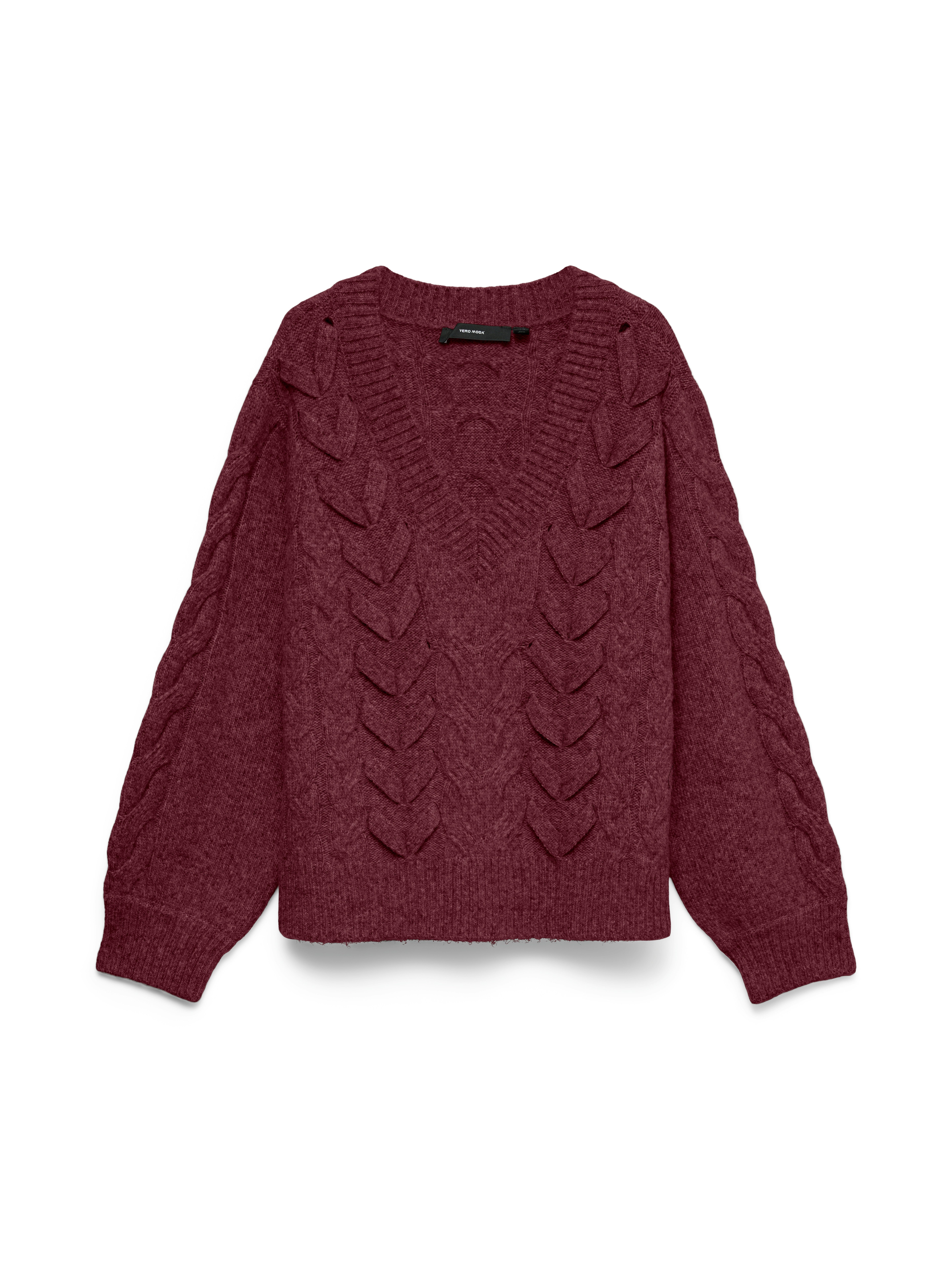 Vero Moda Strickpullover VMMARLA LS V-NECK PULLOVER BOO Materialmix, mit Wollanteil