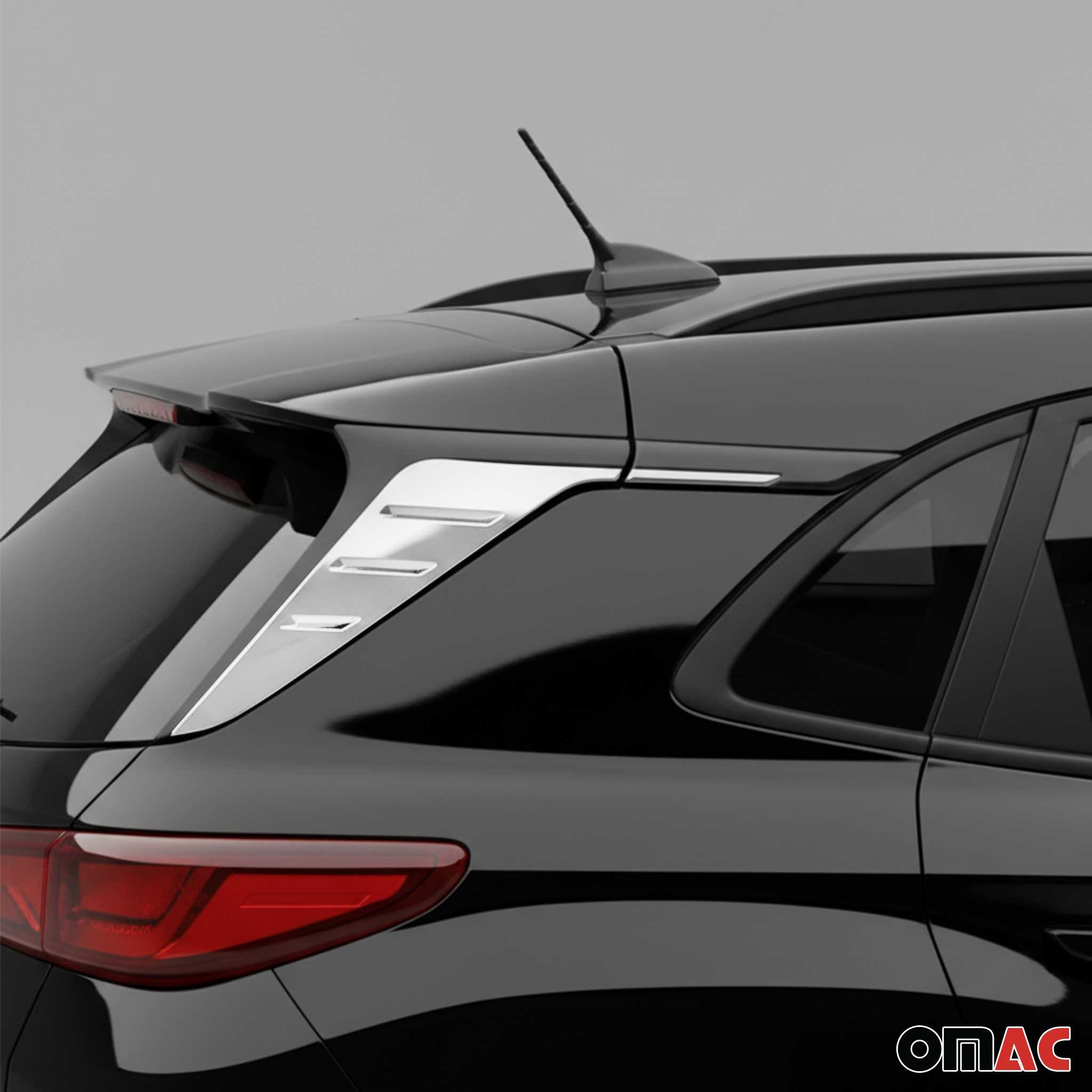 OMAC Zierleisten-Aufkleber Spoiler Kofferraum Leiste für Hyundai Kona 2017-2020 Edelstahl Silber, (4tlg), Langlebig,Einfache Reinigung,Einfache Installation,Rostbeständig