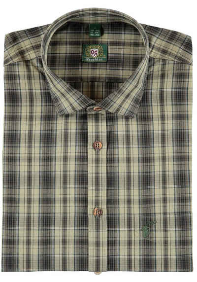 OS-Trachten Outdoorhemd Qintu Langarm Jagdhemd mit Hirsch-Stickerei auf der Brusttasche