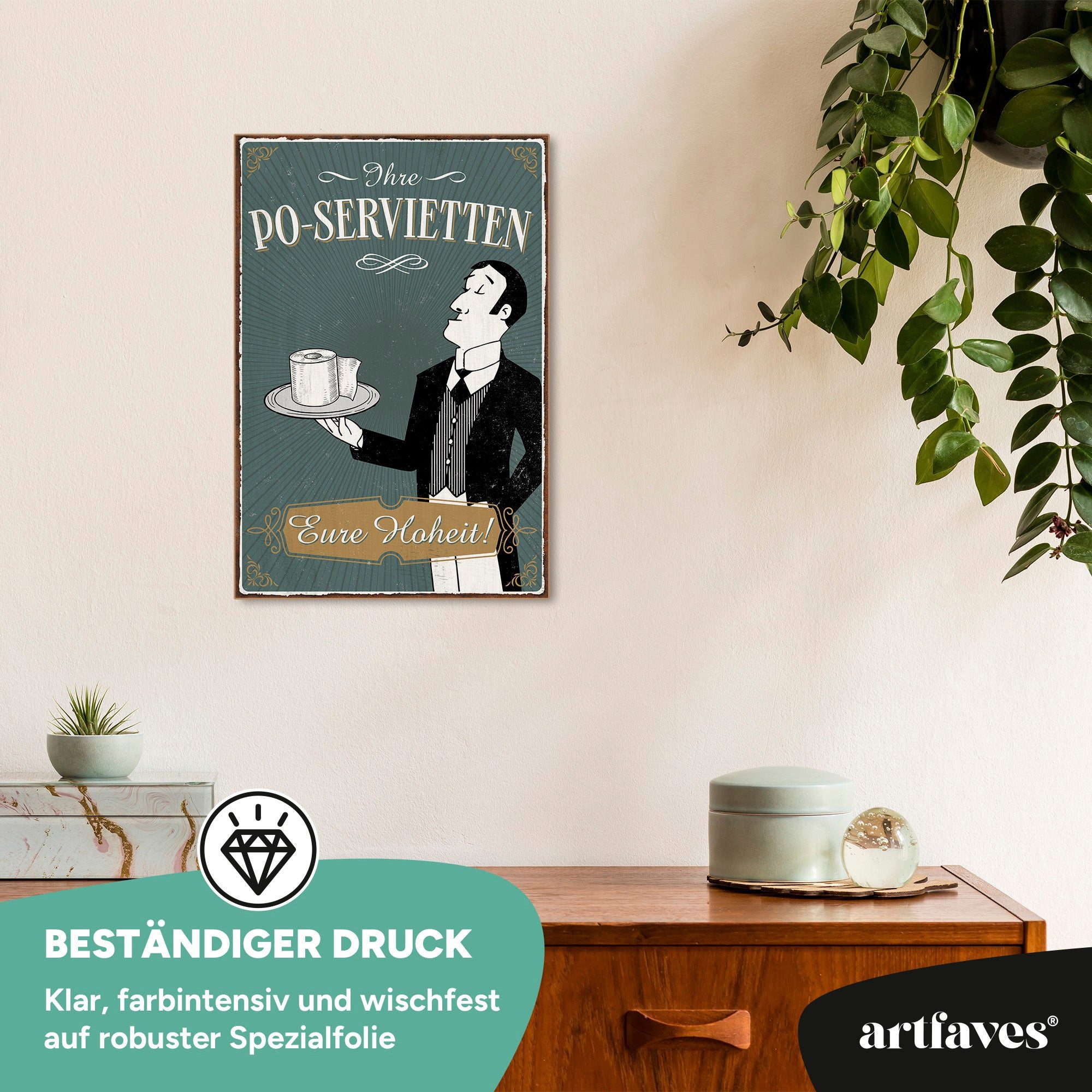 ARTFAVES Holzbild Schild mit Spruch - Po-Servietten - Bad, Badezimmer, WC, Toilette