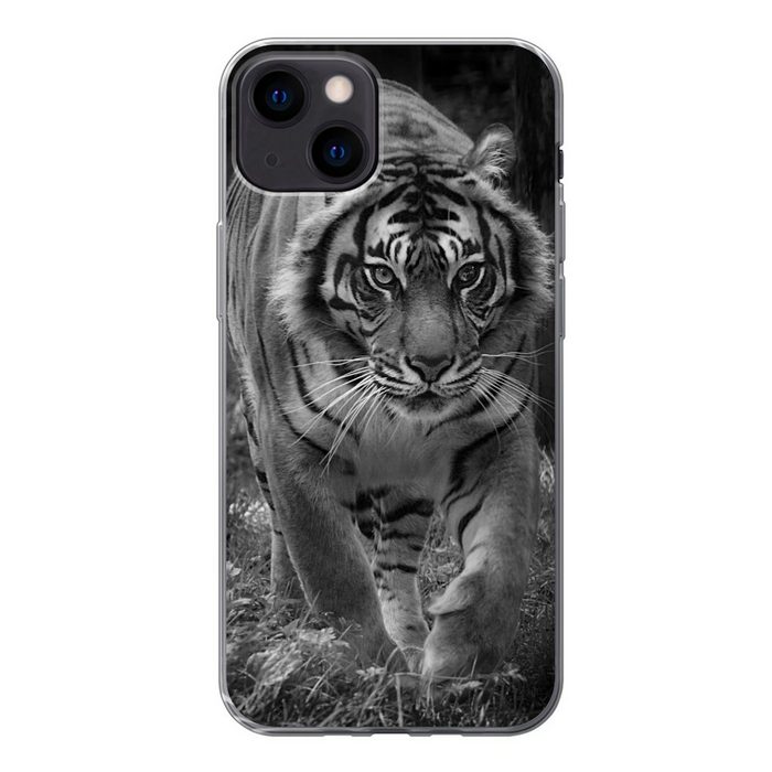MuchoWow Handyhülle Tiger - Gras - Wilde Tiere Handyhülle Apple iPhone 13 Smartphone-Bumper Print Handy